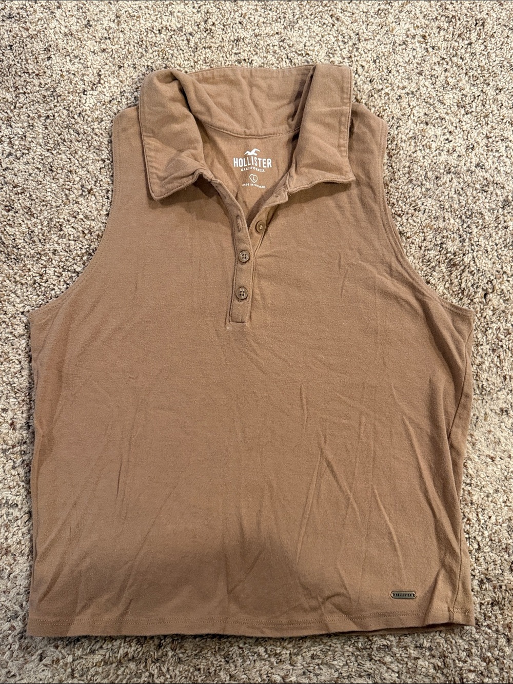 Hollister Sleeveless Polo in Brown